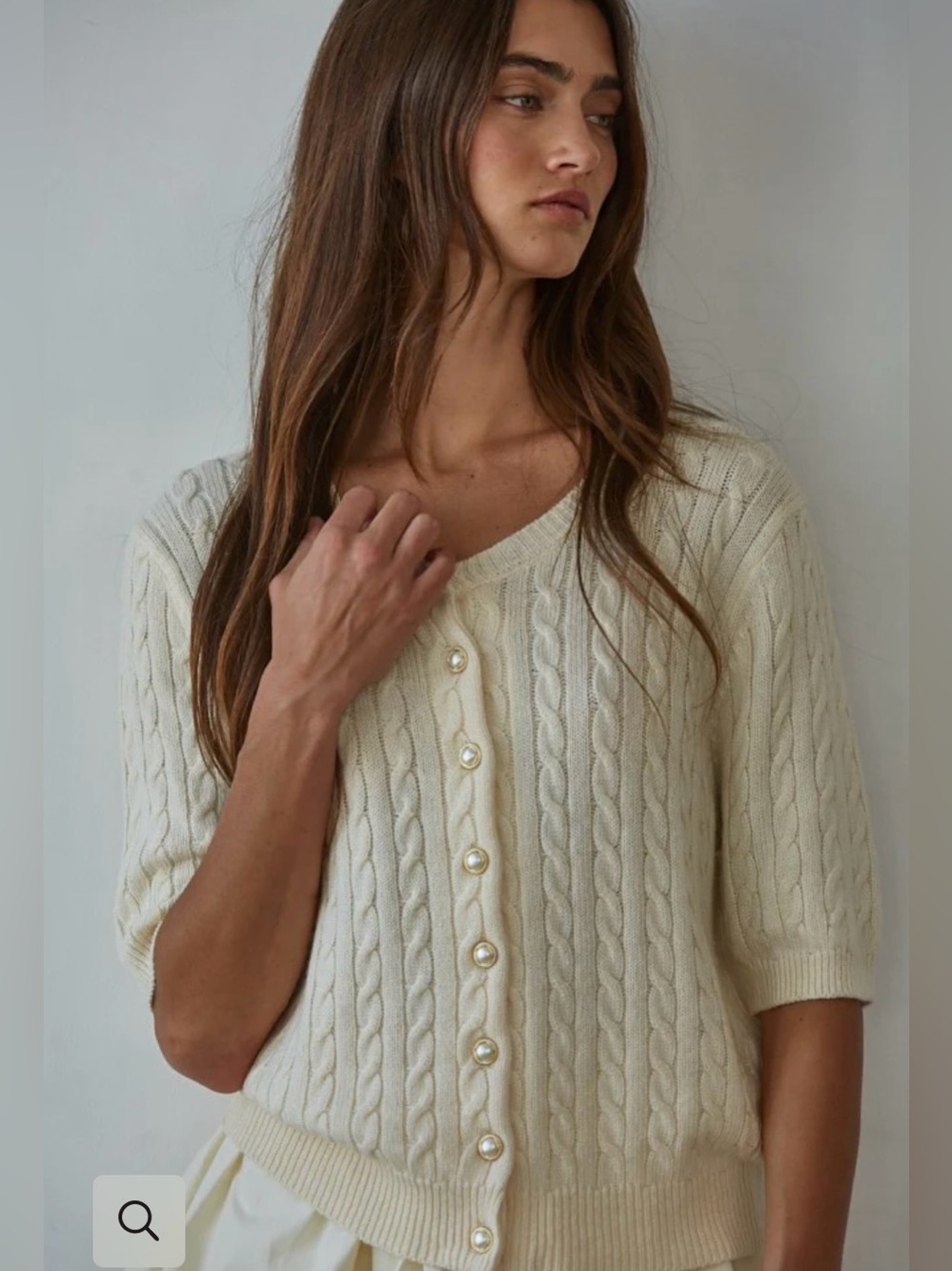By Together Cream Cable Knit Pearl Button Cardigan - NWT